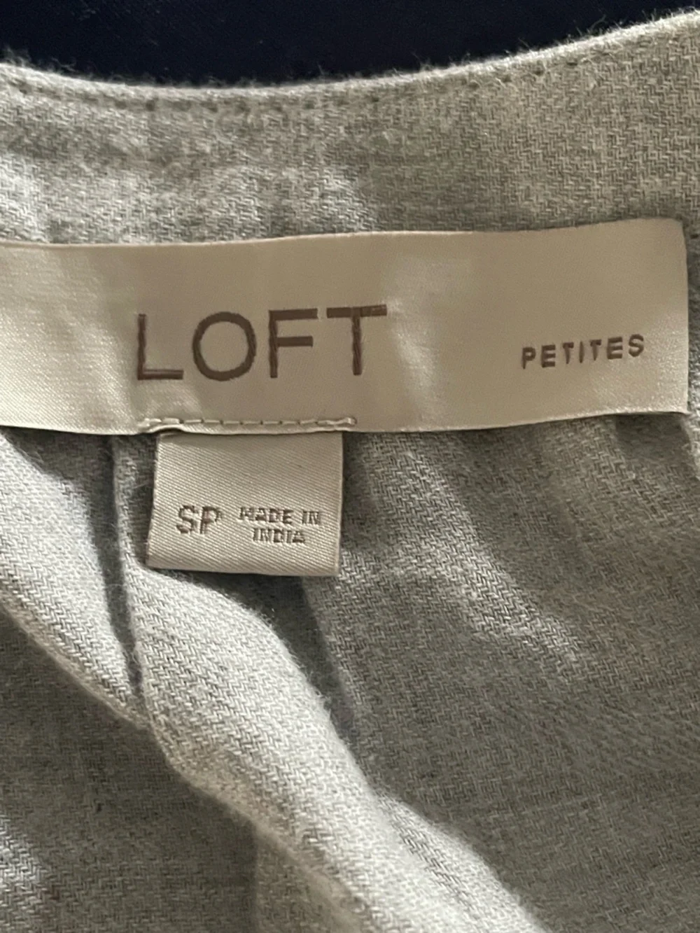 LOFT Light Grayish green Button Placket Top with Crochet Shoulder Panels - Picture 5 of 6